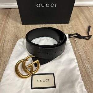 Gucci- Black leather-Double G Belt